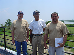 Lance Dean, Tom Bowser, and Mark Allen on the USS Drum